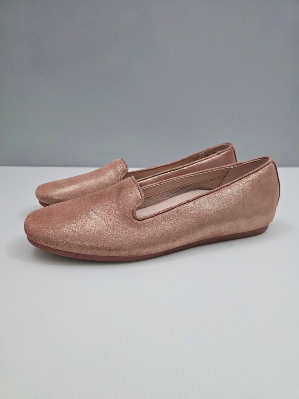 Vionic Coral Venetian Loafers Womens 8 Cinder Rose Metallic Suede Comfort Flats